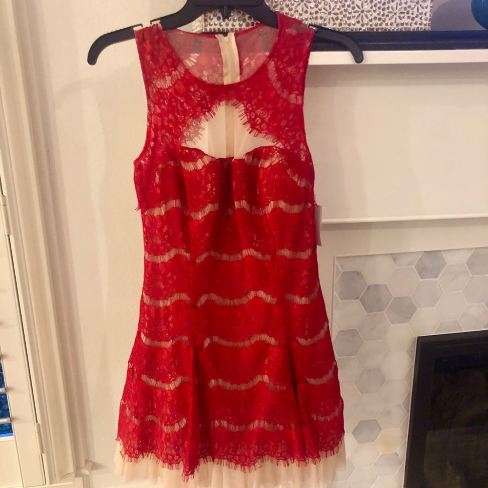 Nordstrom Tarfa red/nude dress